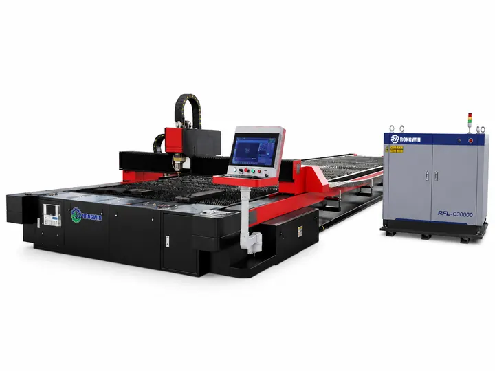 RONGWIN fiber laser cutting machine with control console and laser source